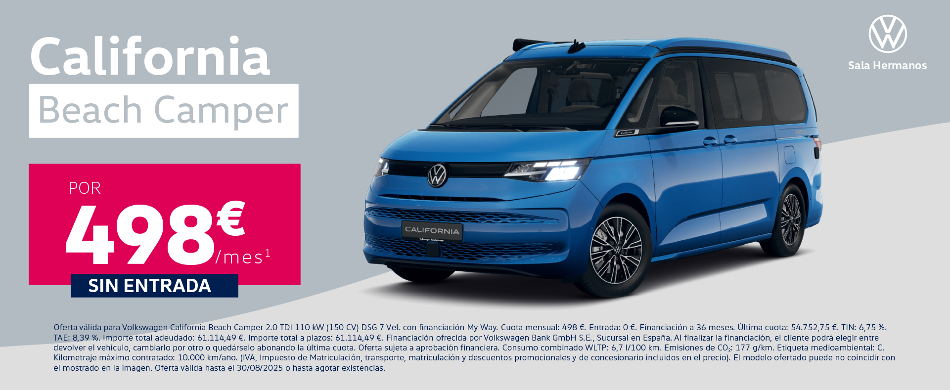 ¡Sin entrada! California Beach Camper por 498€/mes